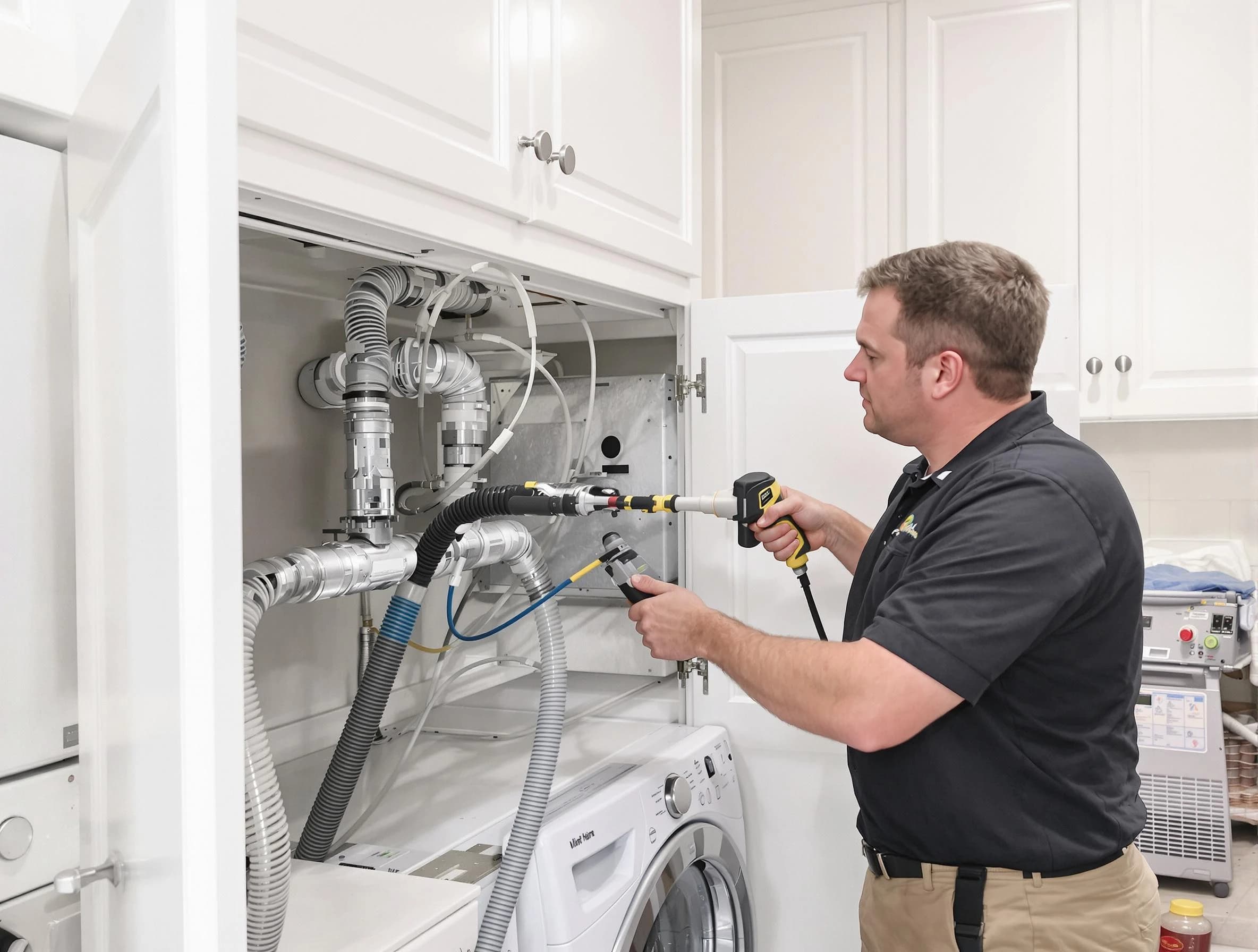 Boston Dryer Vent Cleaning professional removing severe blockage from a clogged dryer vent in Boston