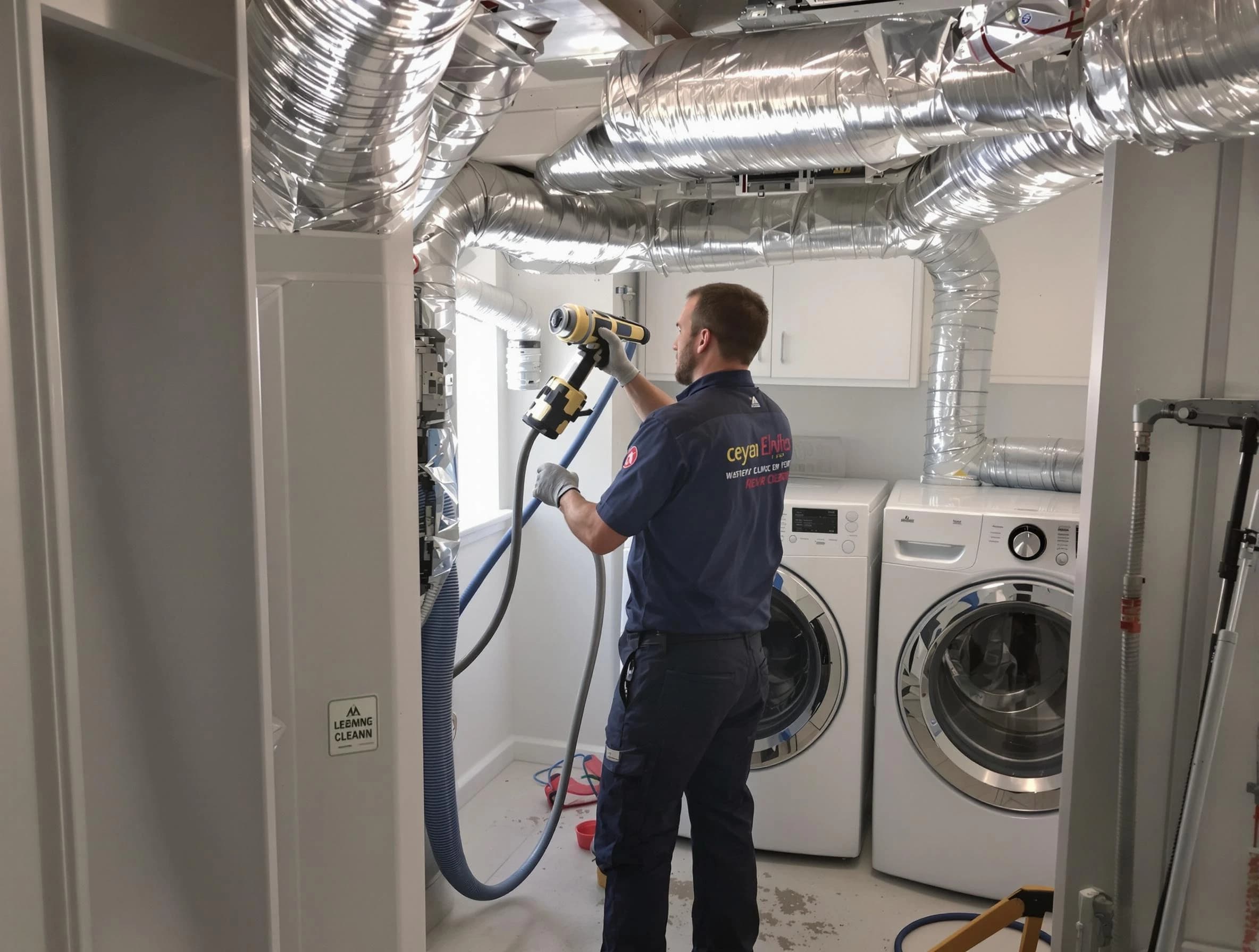 Boston Dryer Vent Cleaning specialist using advanced equipment for thorough duct cleaning in Boston