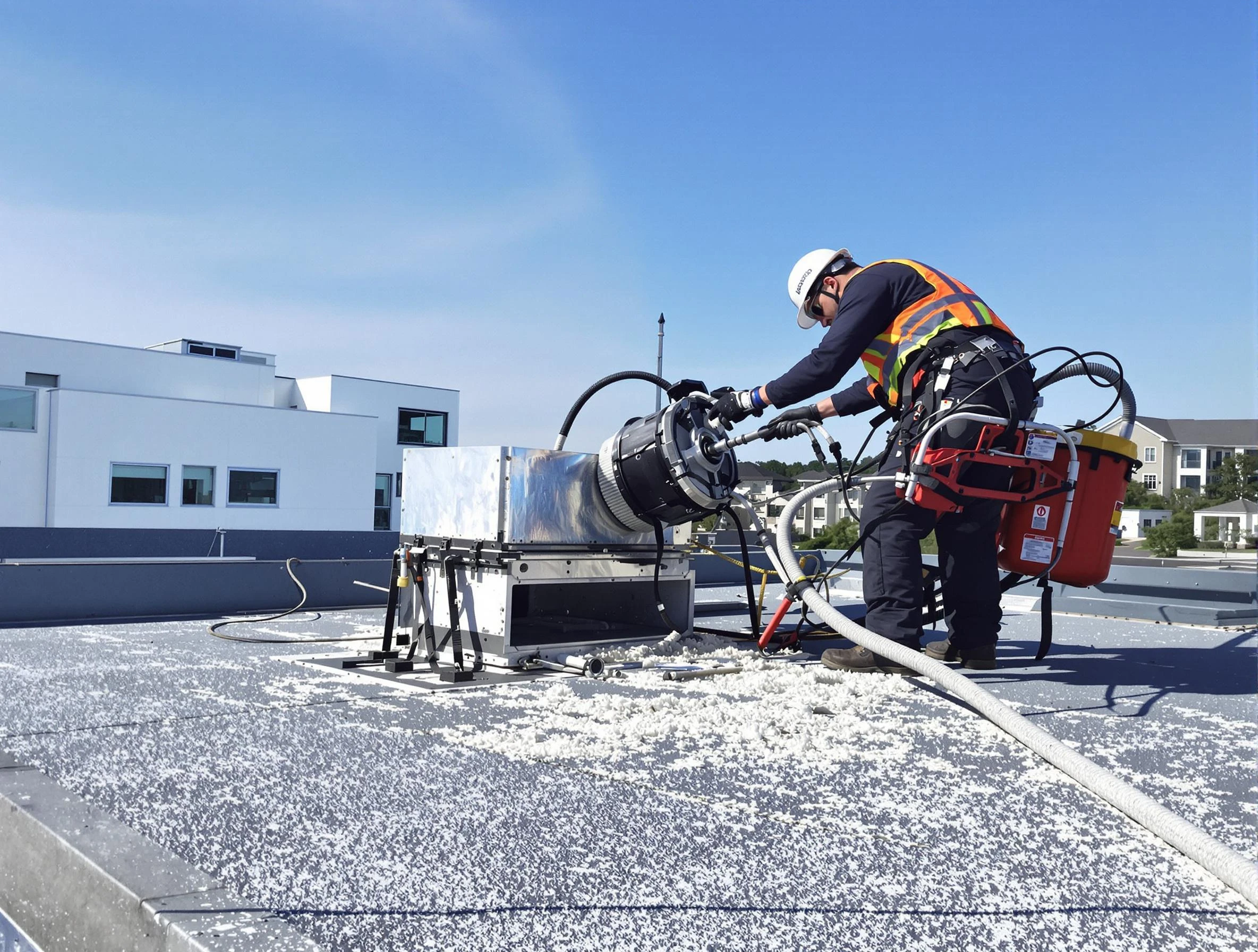 Cleaning Dryer Vent On Roof in Boston