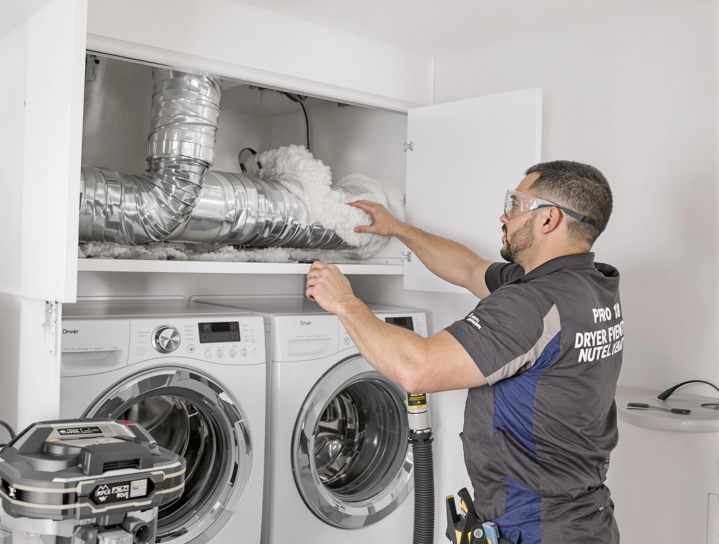 Boston Dryer Vent Cleaning certified technician performing specialized gas dryer vent cleaning in Boston