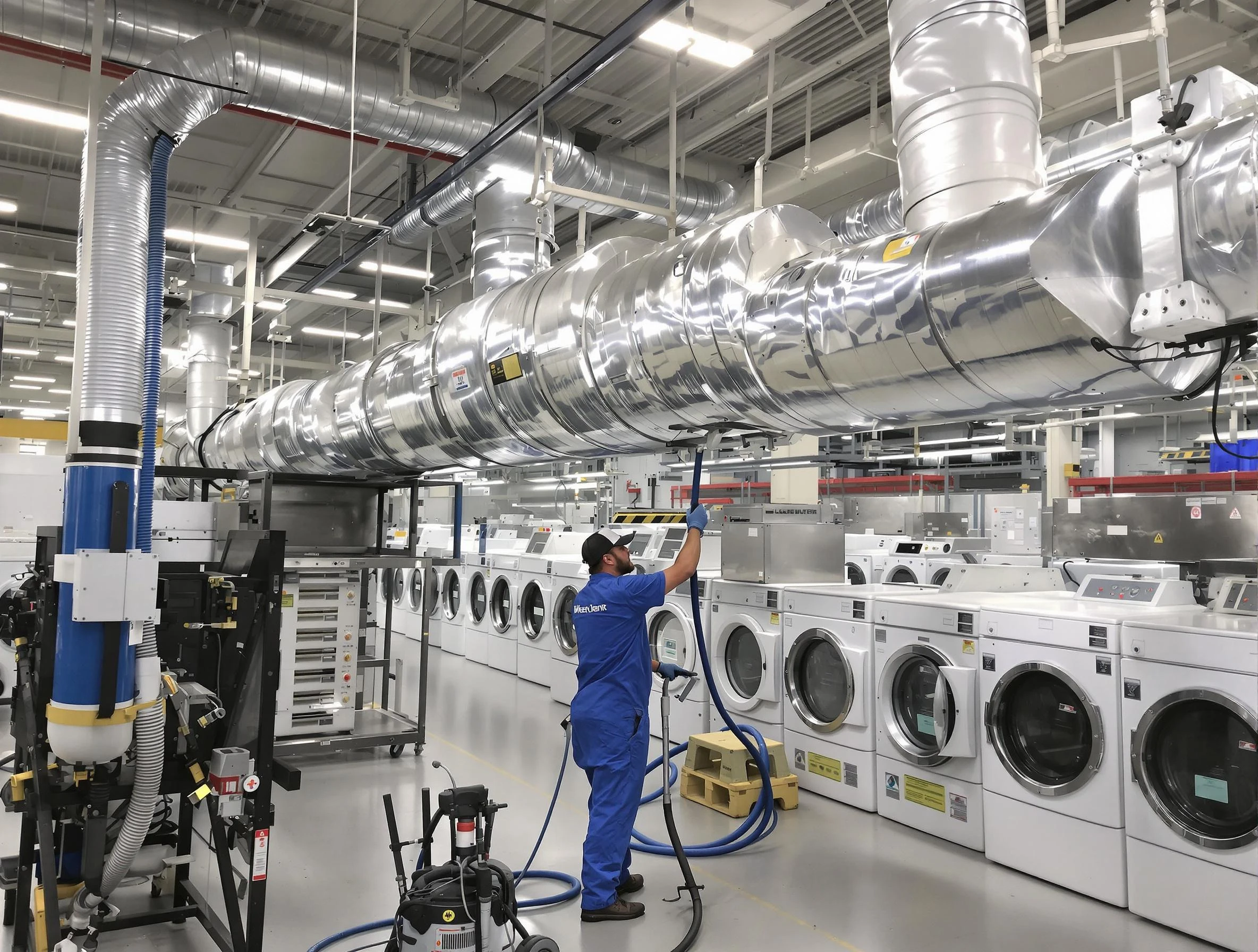 Boston Dryer Vent Cleaning team performing heavy-duty industrial dryer vent cleaning in Boston