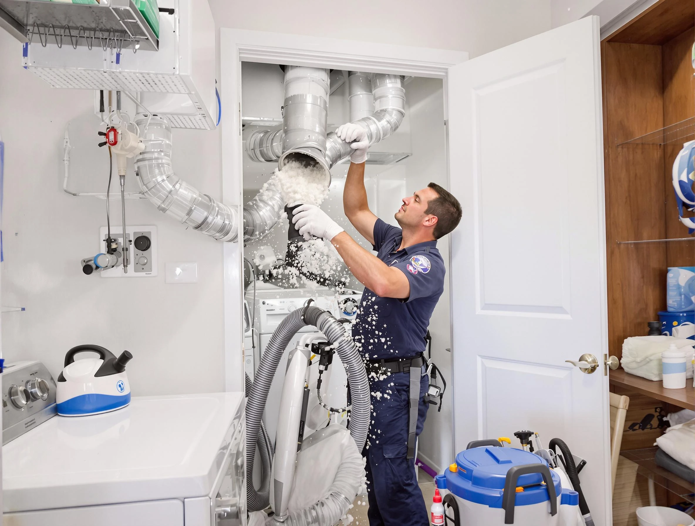 Boston Dryer Vent Cleaning technician delivering thorough residential dryer vent cleaning service in Boston